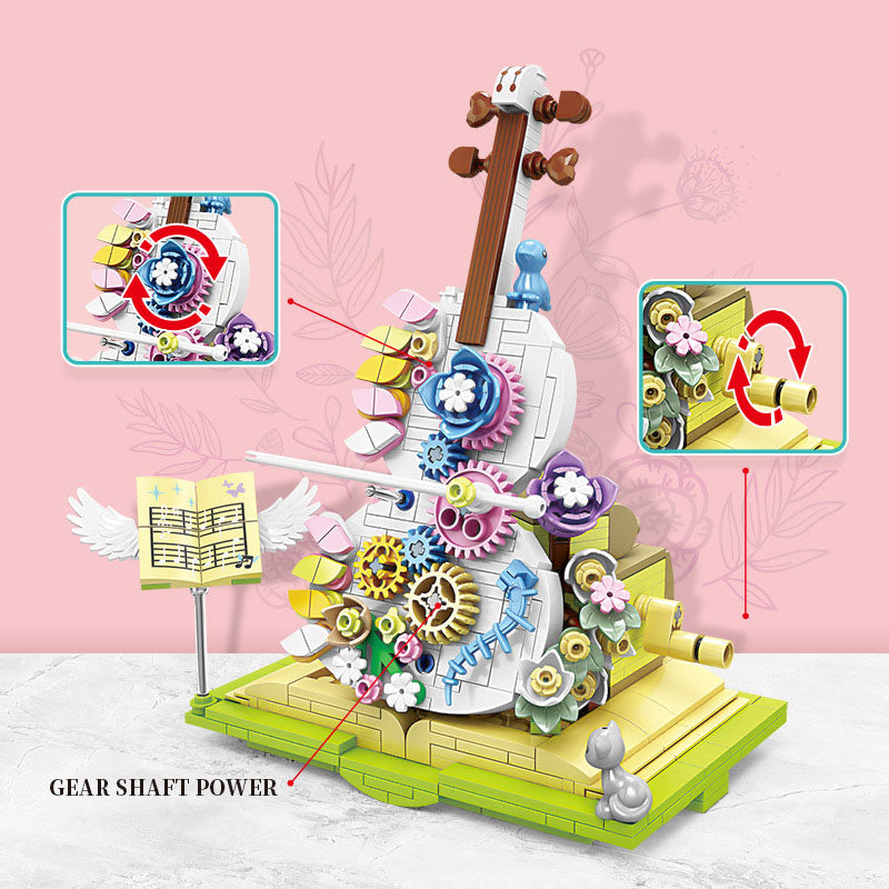 Lace violin compatible with LEGO particle assembled building blocks, girls' toys, Christmas gifts