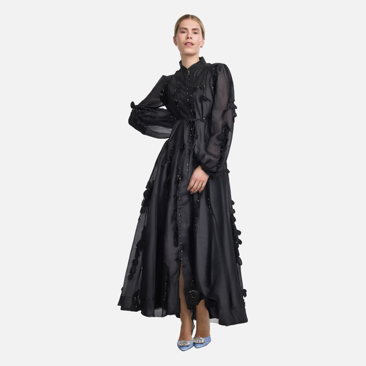 ADELE-Sweet women's long dress with three dimensional petals