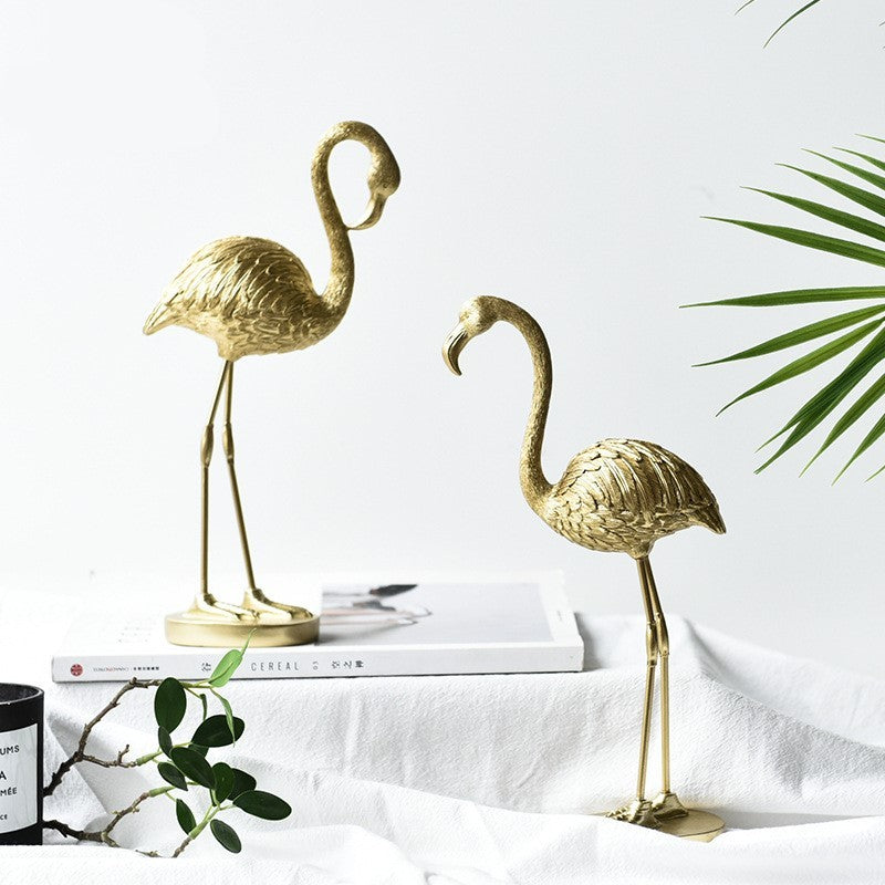 Nordic golden flamingo ornaments Light luxury decorations