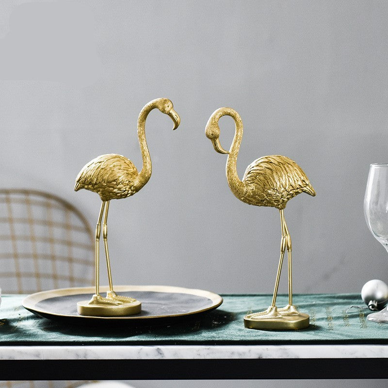 Nordic golden flamingo ornaments Light luxury decorations