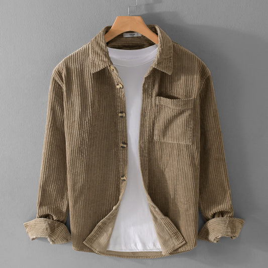 Men's corduroy shirt, simple, casual and trendy,perfect for autumn and winter