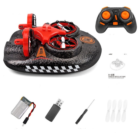 RC Boat Water Land And Air Four-Axis  Hovercraft Three-in-one Multi-function Toy One-button Tumbling Mini Drone