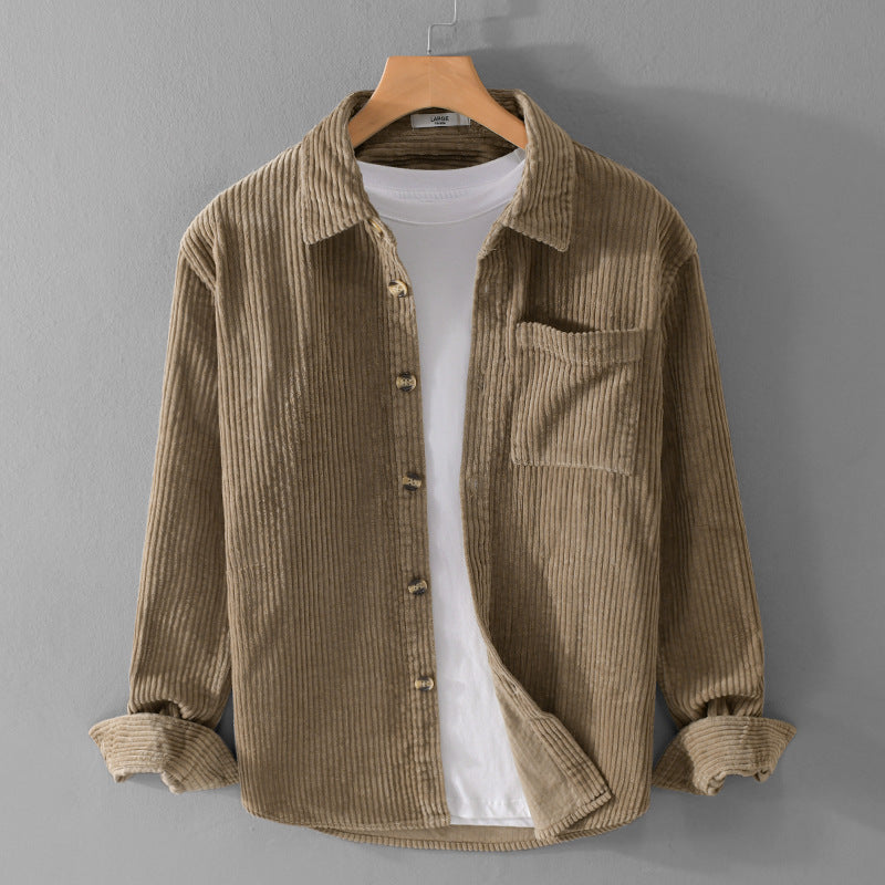 Men's corduroy shirt, simple, casual and trendy,perfect for autumn and winter