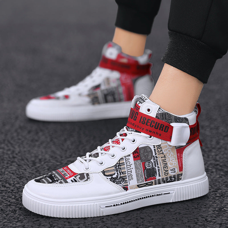 Spring men's trendy shoes, new black high top shoes for teenagers, sports shoes for boys, junior high school students, and men's adobe shoes