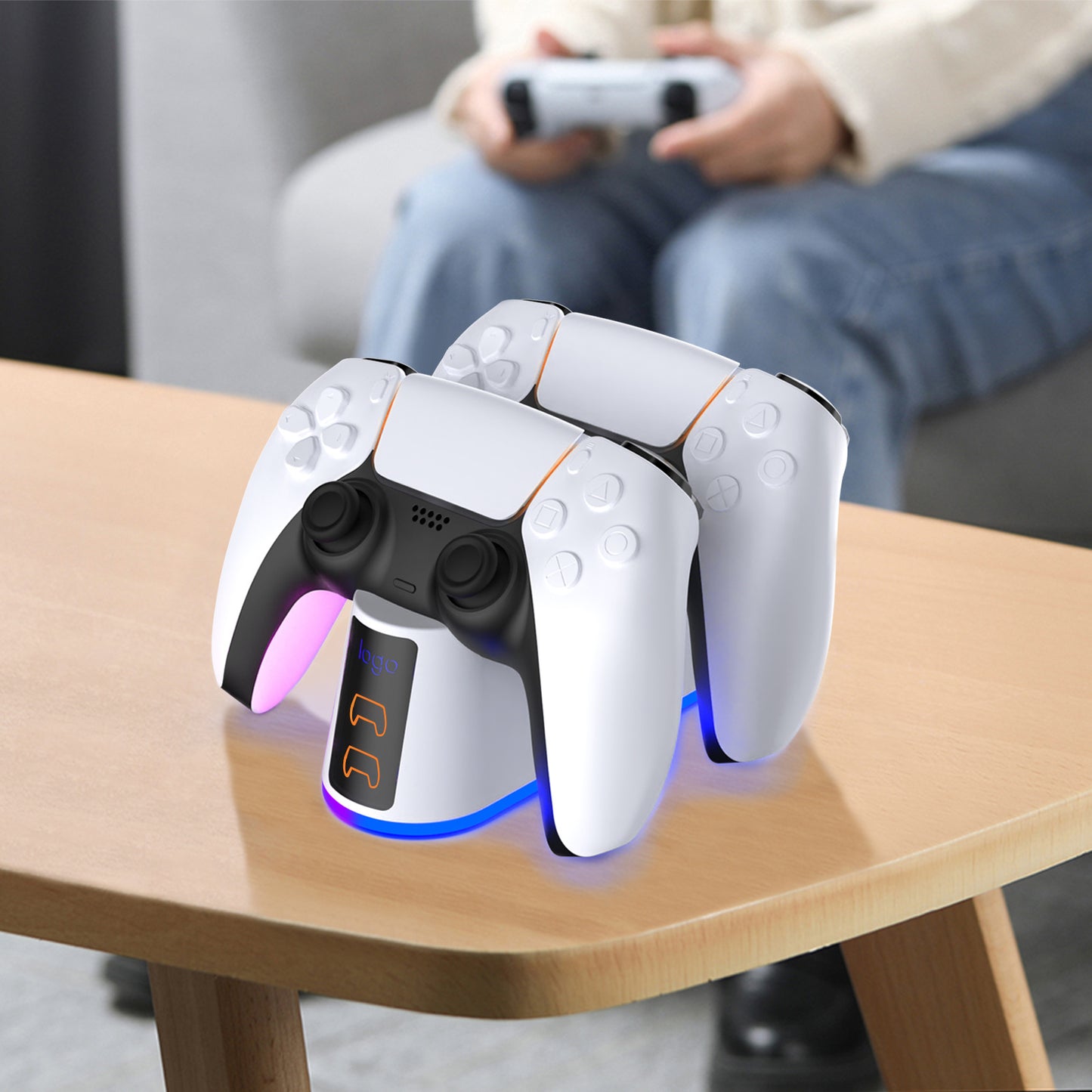 PS5 SLIM controller charger RGB seven color luminous base contact dual fast charging base charging game peripheral accessories