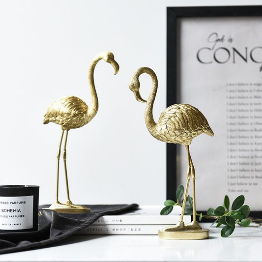 Nordic golden flamingo ornaments Light luxury decorations