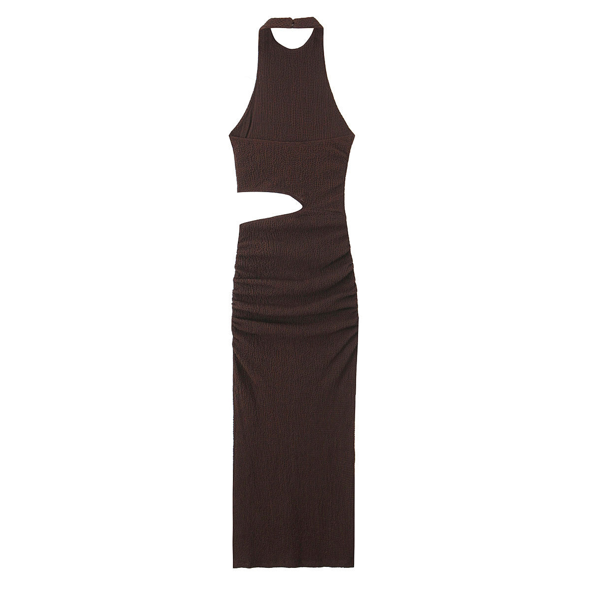 MARRON-Women's design ribbed long dress with slits