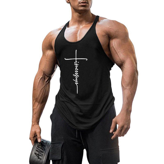 Pure cotton bodybuilding and fitness vest muscle men's sports 1cm thin shoulder strap sling