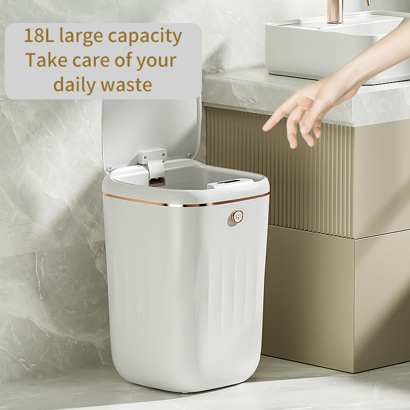 Xiaomi White Light Luxury Intelligent Sensor Garbage Can Home Living Room Silent Slow Drop Kitchen Touch-Free Open Lid Garbage Can