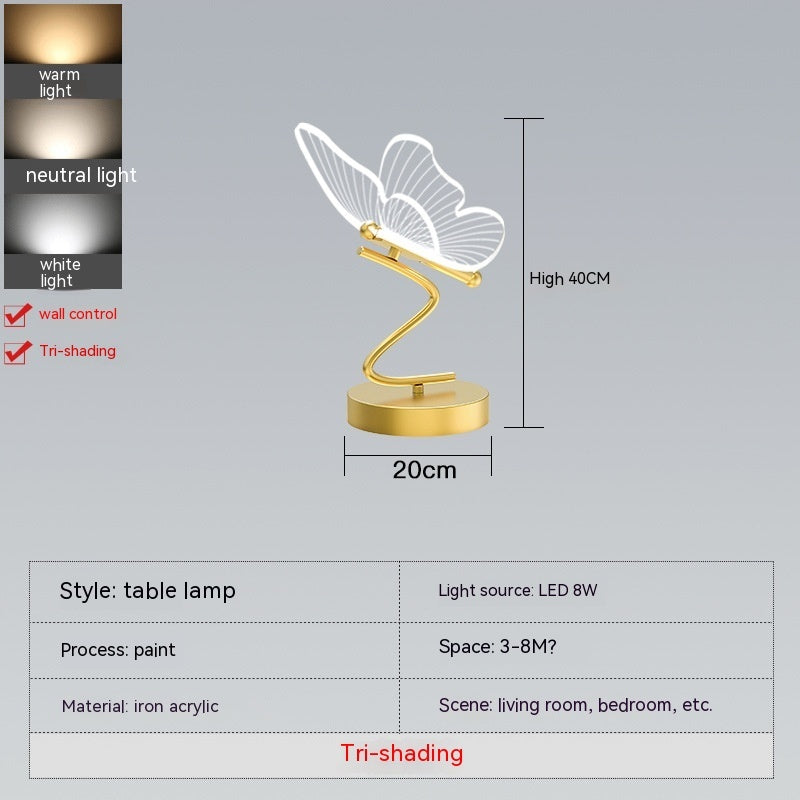 Modern Light Luxury Creative Bedside-use Butterfly Decorative Table Lamp