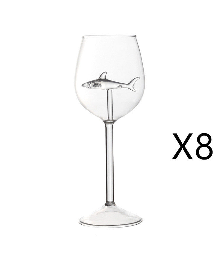 Red Wine Glasses with Shark Inside Goblet Glass Lead-Free Clear Glass for Home Bar Party HFing