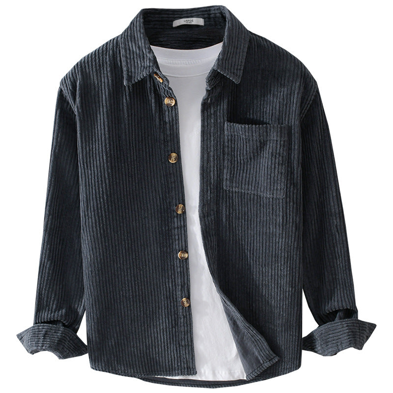 Men's corduroy shirt, simple, casual and trendy,perfect for autumn and winter