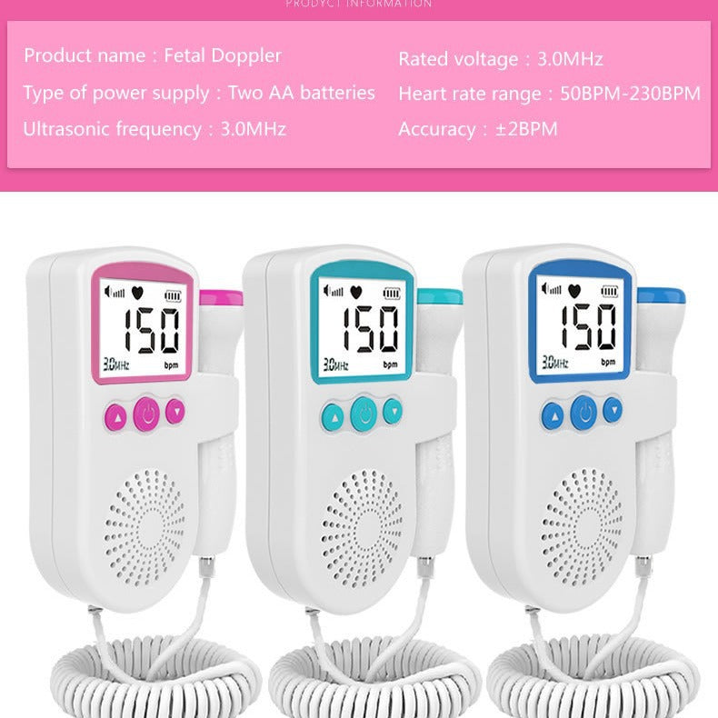 Fetal Heart Monitor Handheld Home Fetal Sound Monitor for Detecting Baby Fetal Movement and Heart Rate Auscultatory Device