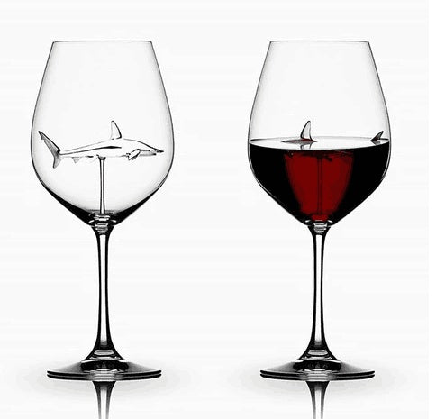 Red Wine Glasses with Shark Inside Goblet Glass Lead-Free Clear Glass for Home Bar Party HFing