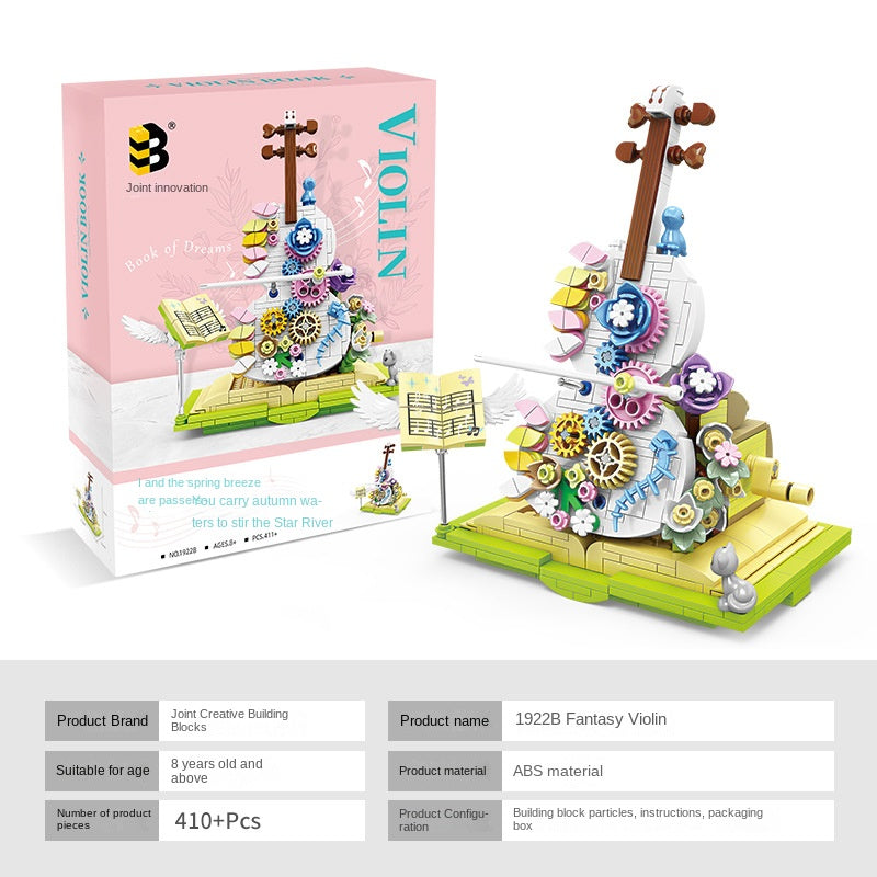 Lace violin compatible with LEGO particle assembled building blocks, girls' toys, Christmas gifts