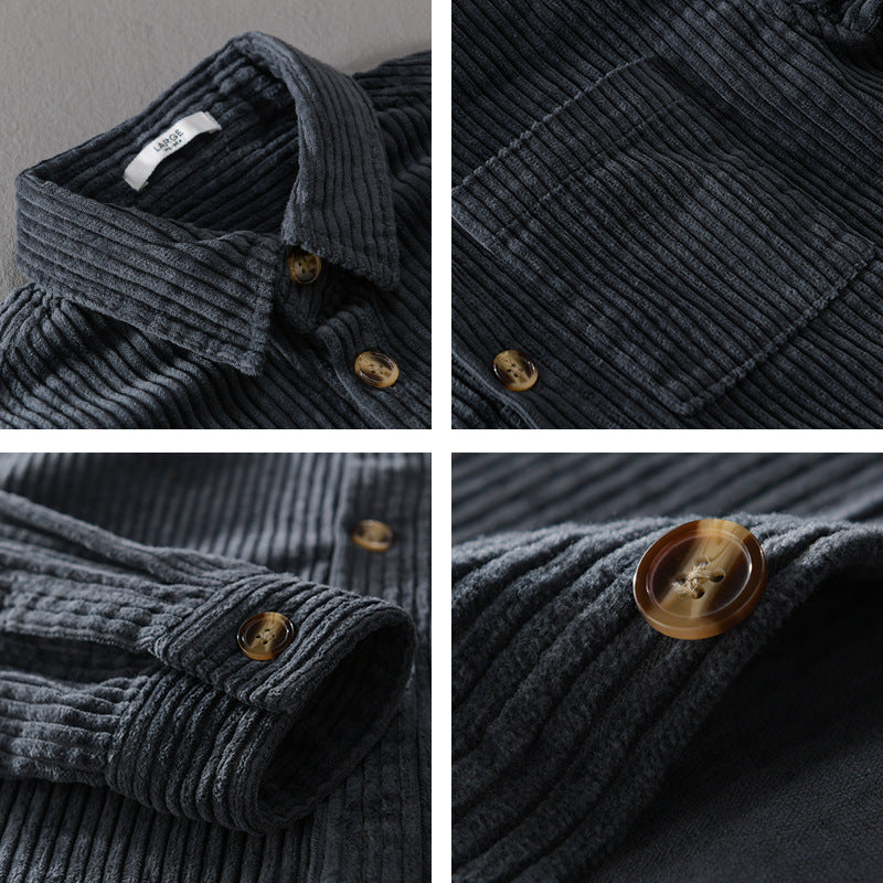 Men's corduroy shirt, simple, casual and trendy,perfect for autumn and winter