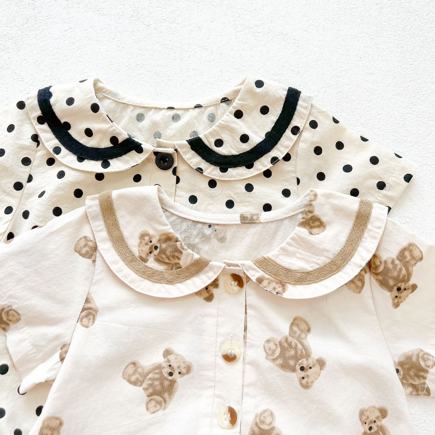 Summer sweety baby bodysuit with collar and short-sleeved,printing bears or dots