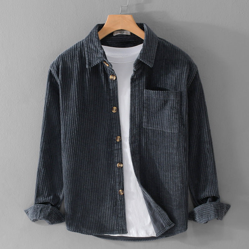 Men's corduroy shirt, simple, casual and trendy,perfect for autumn and winter