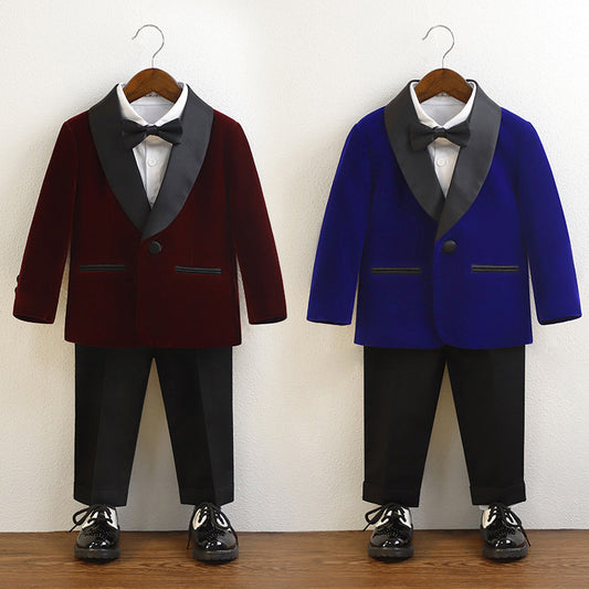 LITTLE JAMES-Fashion Boy's suit set,Colors: Wine Red, Black, Blue, Dark Green