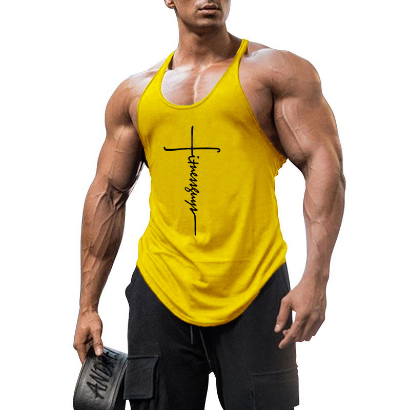 Pure cotton bodybuilding and fitness vest muscle men's sports 1cm thin shoulder strap sling