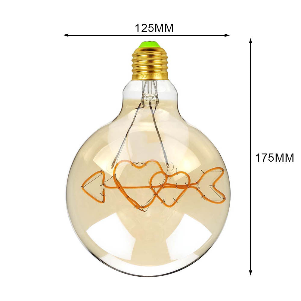 Retro LED filament lamp G125,miscellaneous inscriptions and various motives:LOVE, HOME,HELLO...