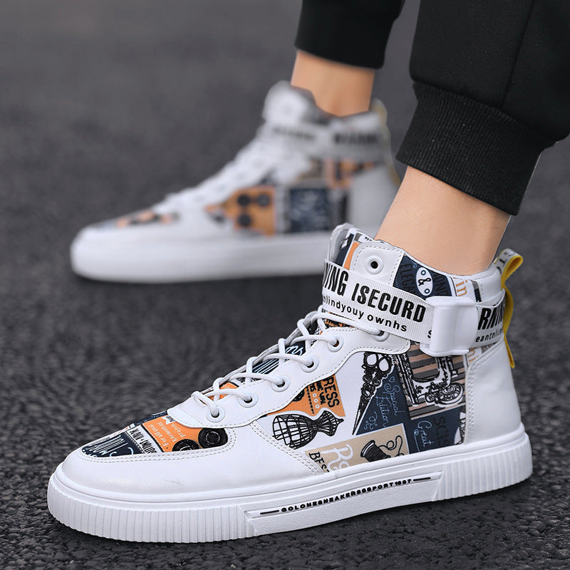 Spring men's trendy shoes, new black high top shoes for teenagers, sports shoes for boys, junior high school students, and men's adobe shoes