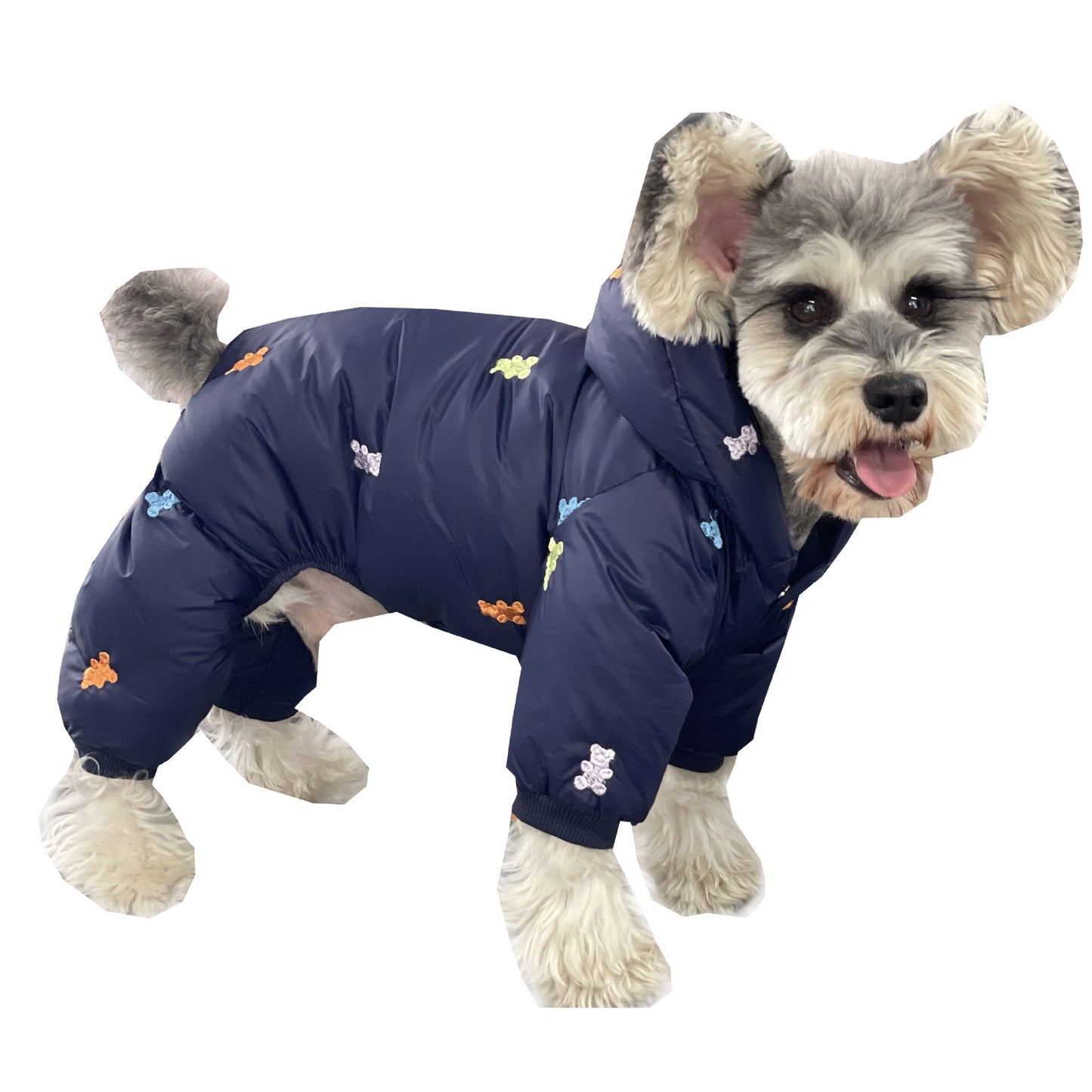 Dog winter jacket whit warm teddy filling and hooded.