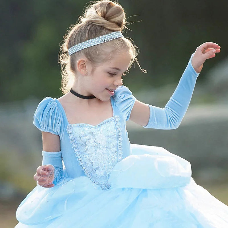 Disney Cinderella Princess Girls Dress Kids Dresses for Girls Christmas Dress Up Costume Party Ball Gown Girl Summer Dress