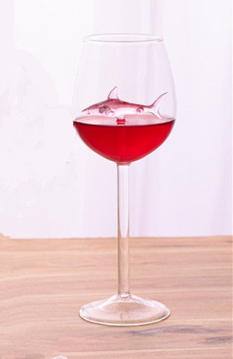 Red Wine Glasses with Shark Inside Goblet Glass Lead-Free Clear Glass for Home Bar Party HFing