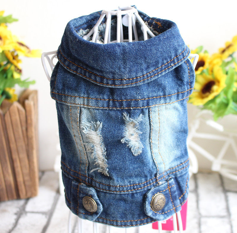 Designer Dog Clothes Small Dog Denim Jacket Coat Cat Costume Puppy Jeans Vest Spring Clothing