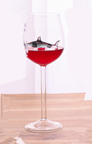 Red Wine Glasses with Shark Inside Goblet Glass Lead-Free Clear Glass for Home Bar Party HFing