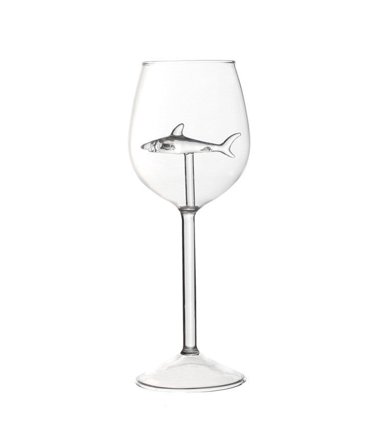 Red Wine Glasses with Shark Inside Goblet Glass Lead-Free Clear Glass for Home Bar Party HFing